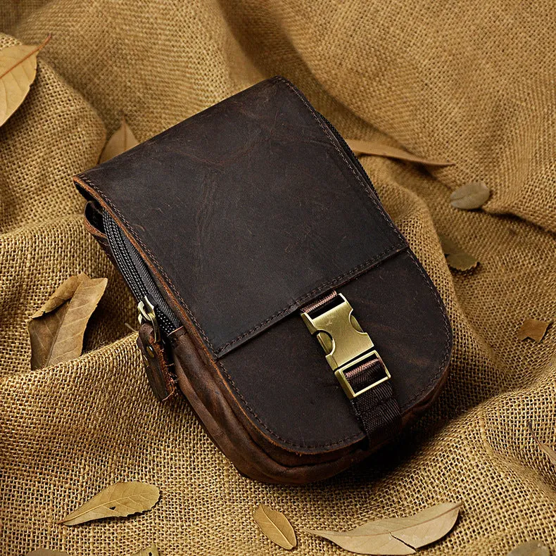 Vintage Leather Cigarette Case Belt Pouch for Men Waist Bags BELT BAG For Men