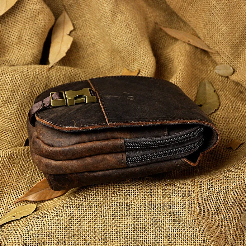 Vintage Leather Cigarette Case Belt Pouch for Men Waist Bags BELT BAG For Men